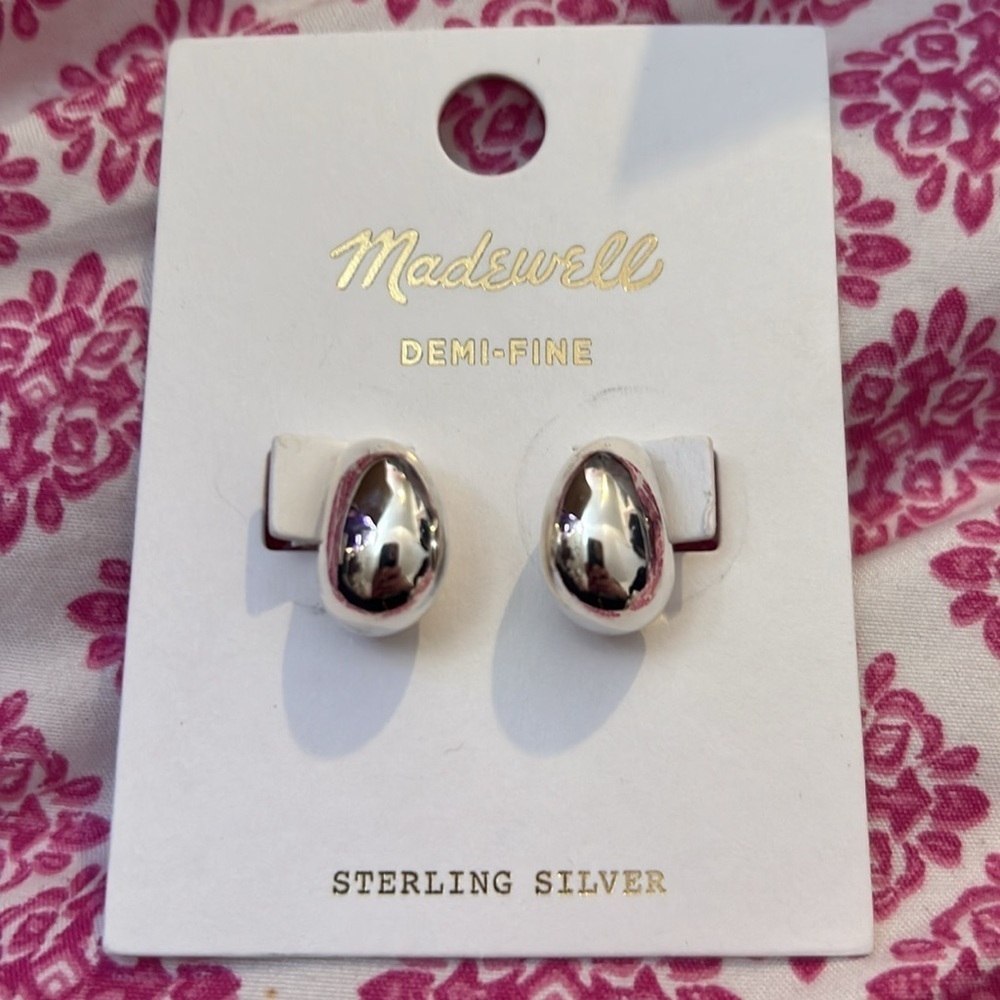 NWT Madewell Demi-Fine Droplet Statement Earrings Sterling Silver - Picture 3 of 4